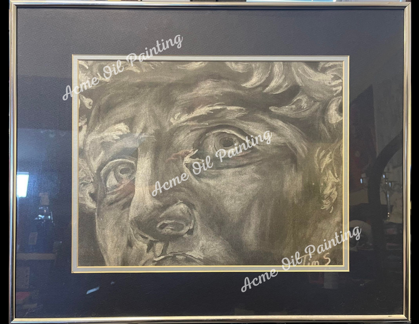 David Framed Graphite Drawing