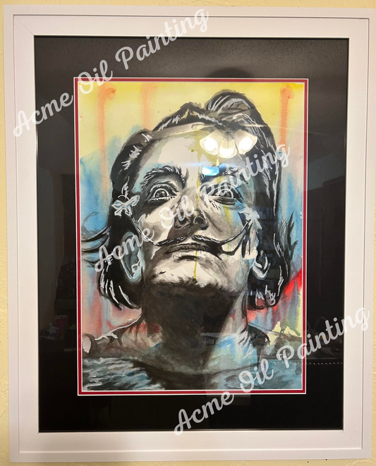 Salvador Dali #2 Framed Original Watercolor Painting