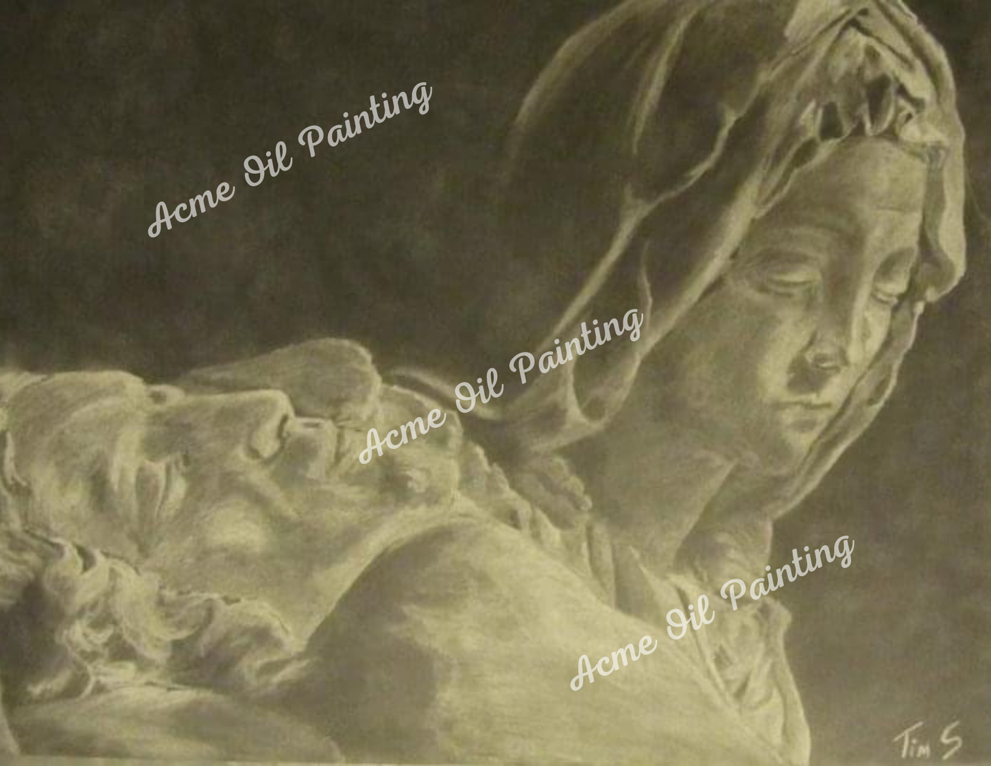 La Pietà Framed Graphite Drawing