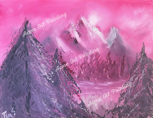 Pink Mountains Oil Painting