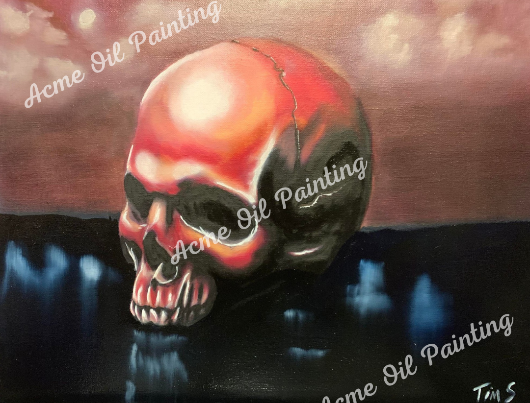 Red Skull Oil Painting