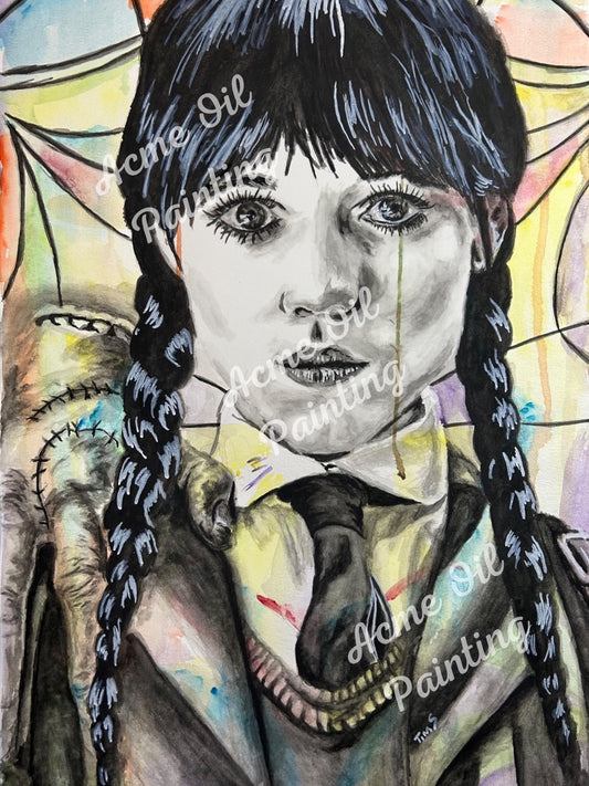 Wednesday Addams Watercolor Print